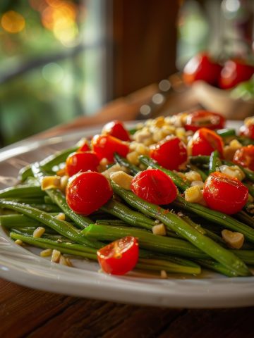 String Beans with tomatoes and garlic recipe