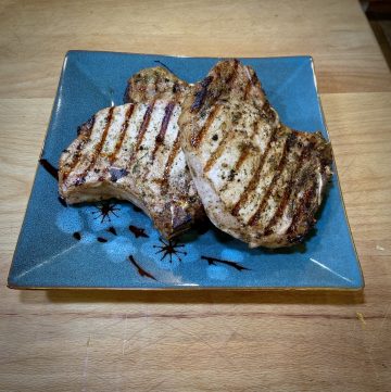 Grilled Pork Chops over Rosemary