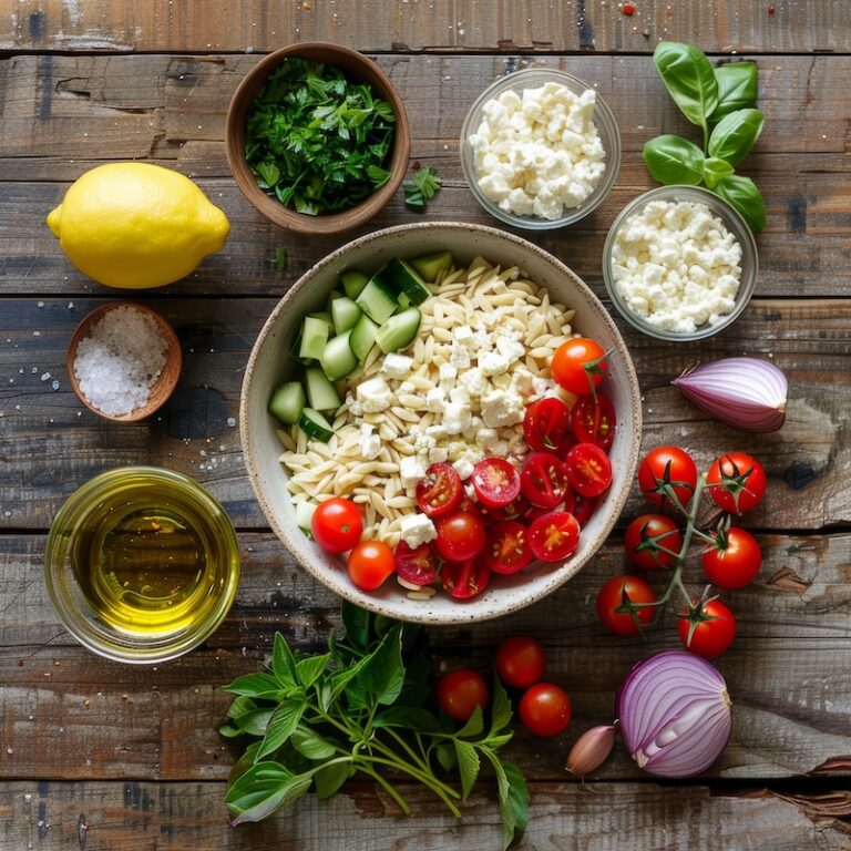 orzo salad ingredient layout