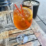 A classic Aperol Spritz on a table