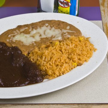 Mexican Meal with Refried Beans and Rice