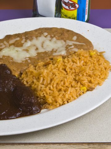 Mexican Meal with Refried Beans and Rice