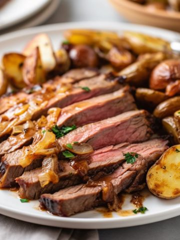 Grilled Flank Steak with Caramelized Onions