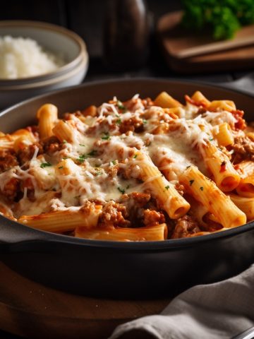 Rigatoni Pasta with Sausage and Mozzarella