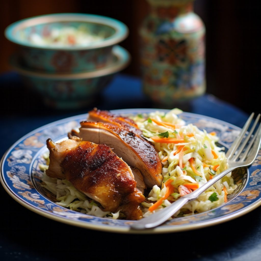 Low Cal Chicken thighs with Cole Slaw