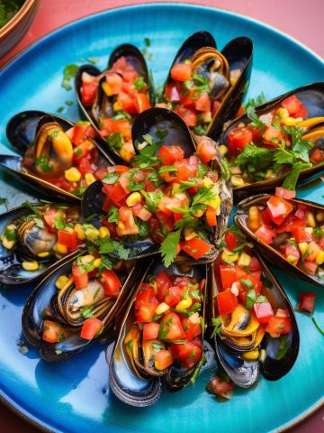 Mussels with Tomato Corn Salsa