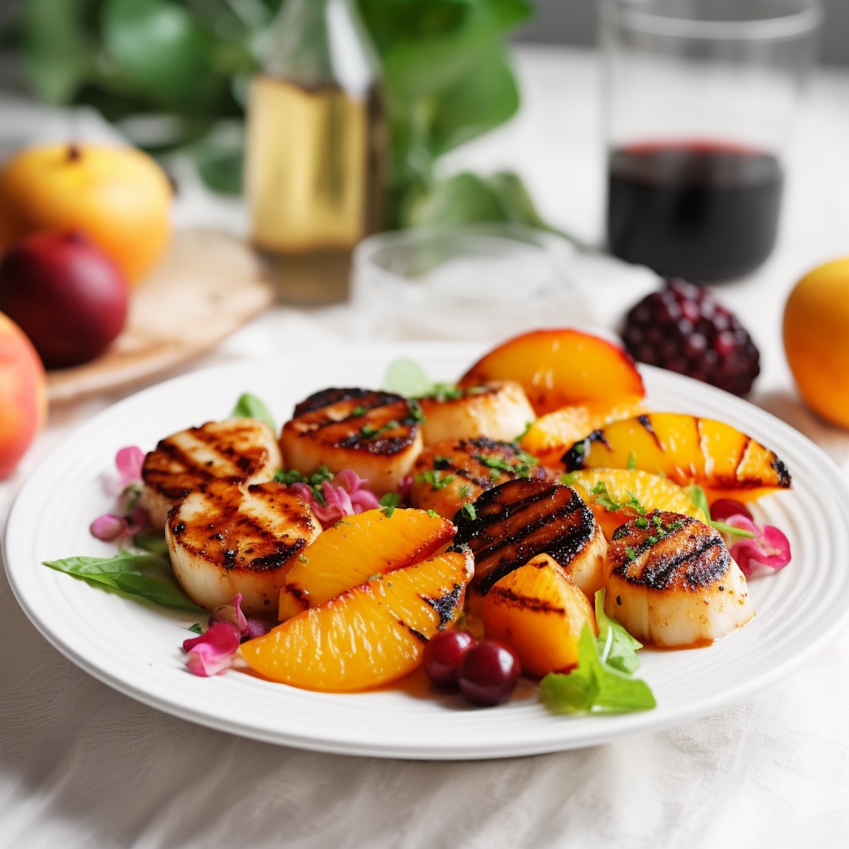 Grilled Scallops and Nectarines