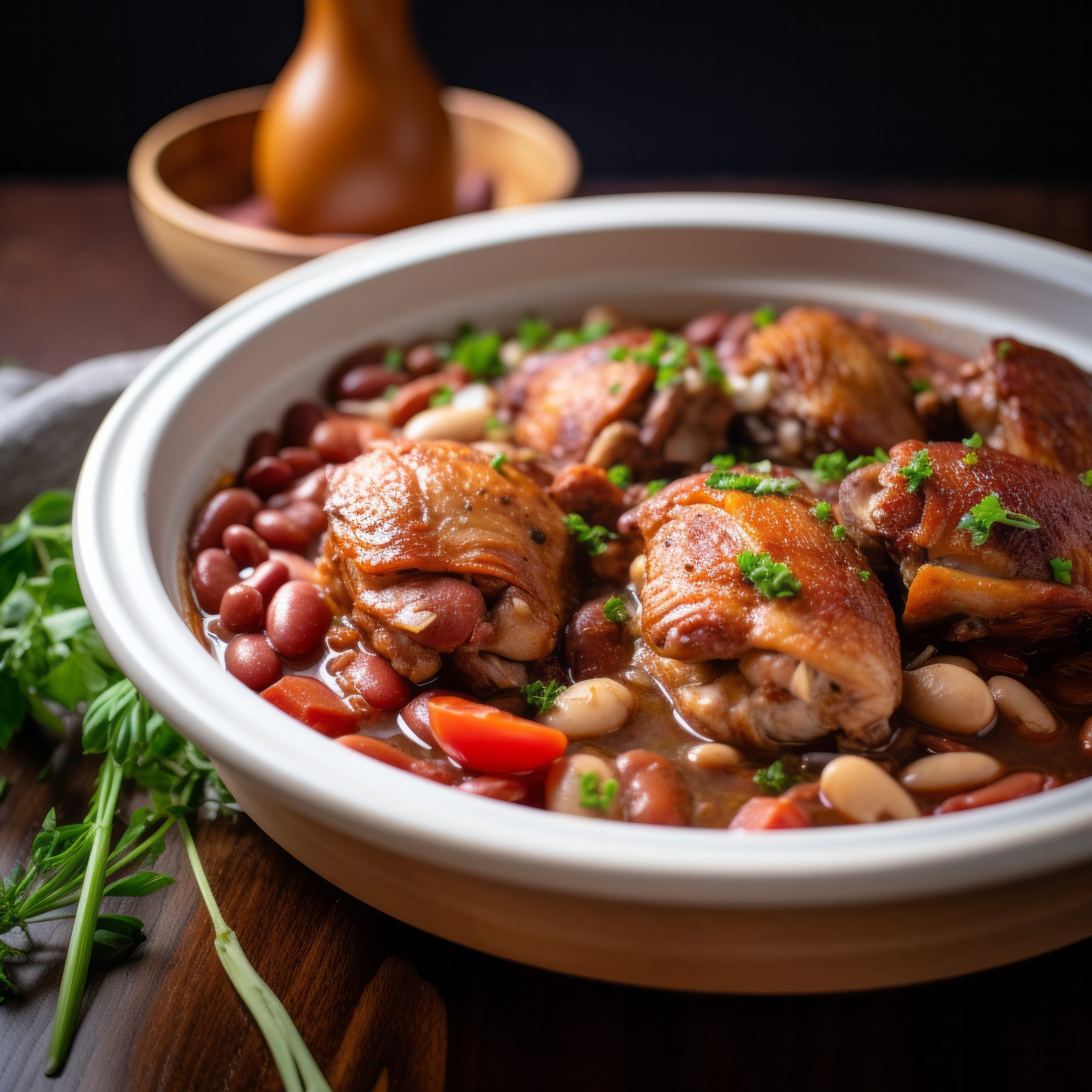 Braised Chicken with Sausage and Beans Recipe