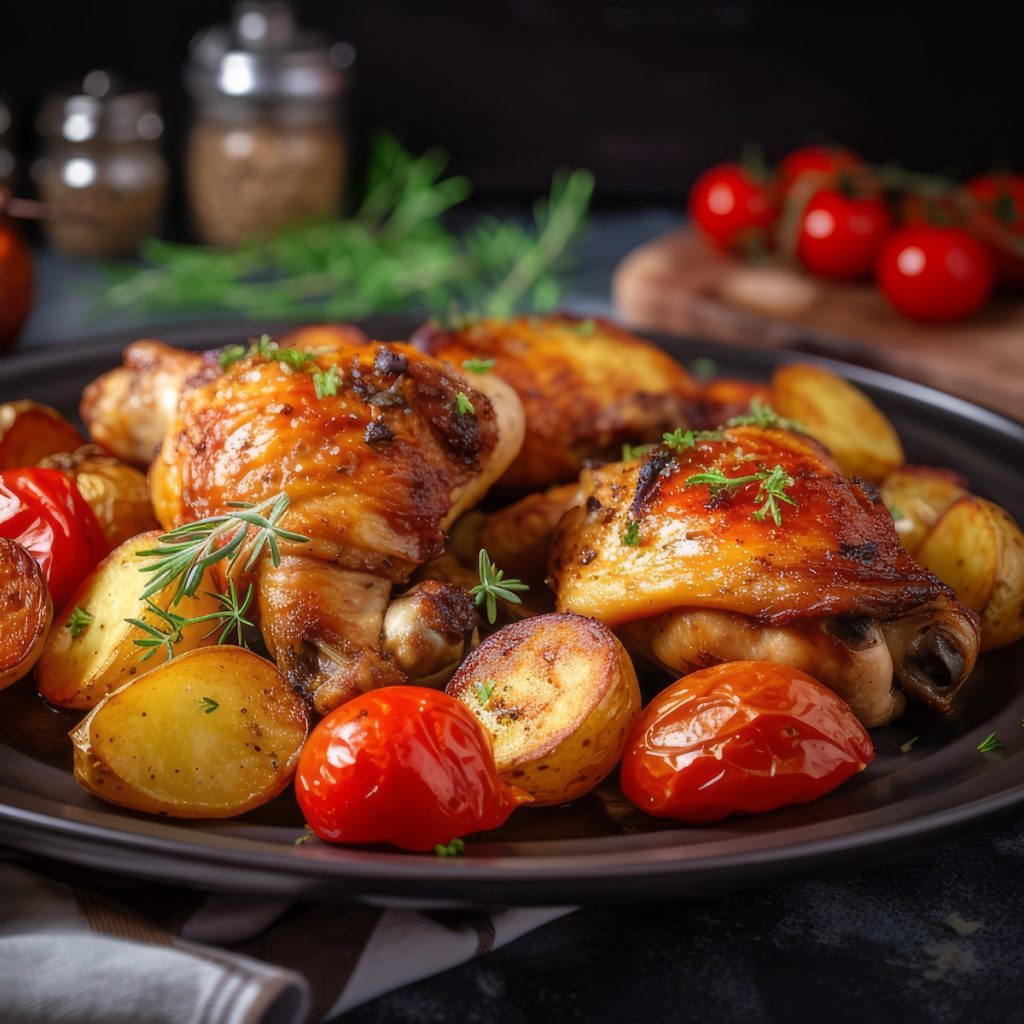 Roast Chicken with Tomatoes and Potatoes