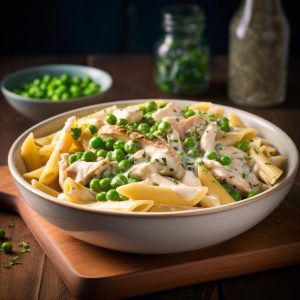 Penne with Chicken and Peas Recipe