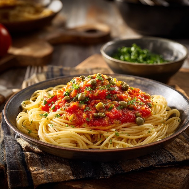 Spaghetti with Tomato and Capers Recipe