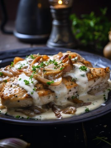 Pan Fried Chicken Breasts with Shallots and Garlic