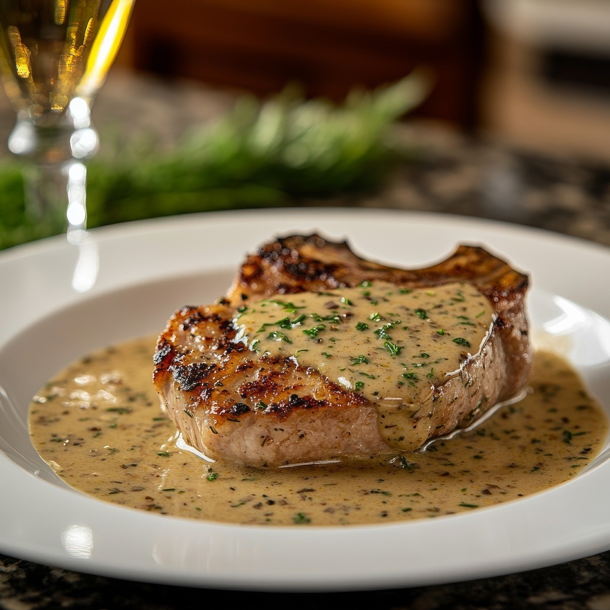 Tarragon Sauce Over Veal Chop