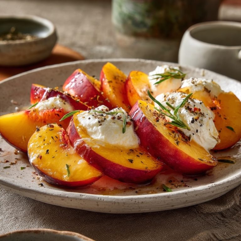 Peaches and Buratta Cheese Pairing