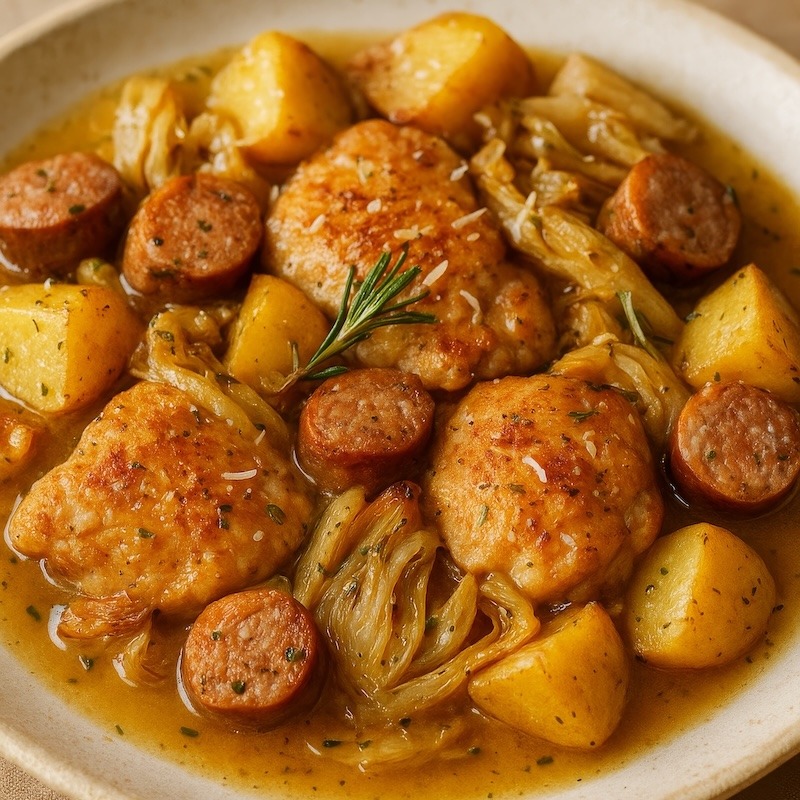 Braised Chicken Thighs with Sausage Recipe