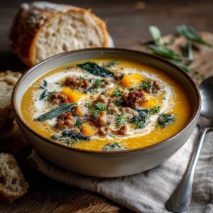 Slow Cooker Butternut Squash and Sausage Soup Recipe