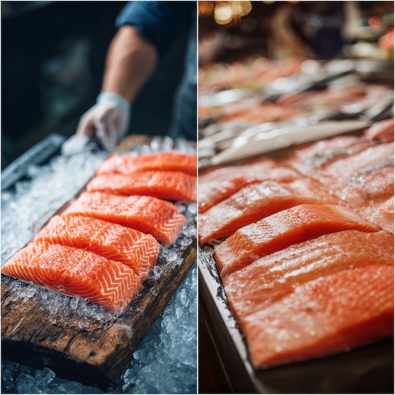 Frozen Salmon Side By Side