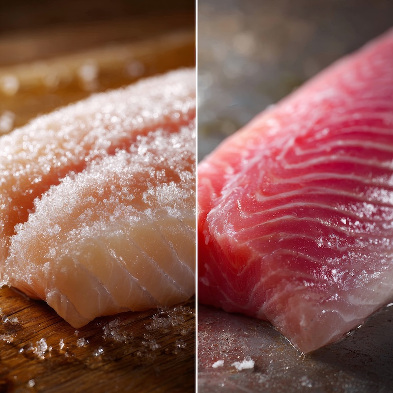 Frozen Fish Before and After Thawing
