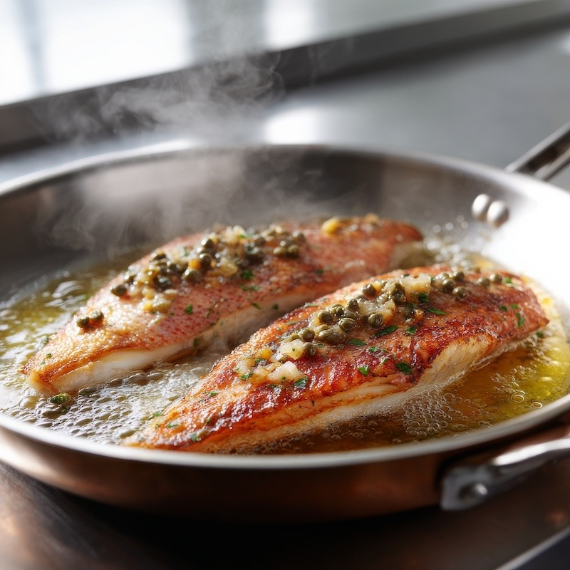 Pan Searing Red Snapper with Lemon and Capers