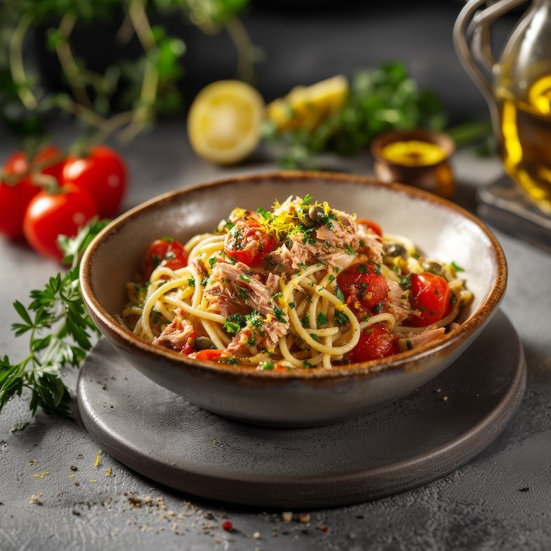Bowl of Italian Pasta al Tonno.
