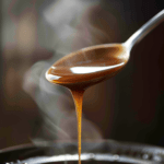 A spoon filled with a demi-glace substitute