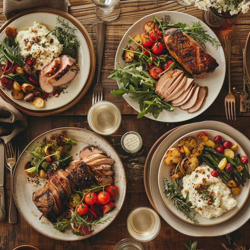 meals showing how to pair proteins with side dishes
