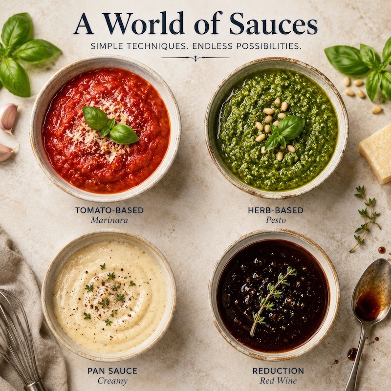 Four sauces illustrating the world of sauces