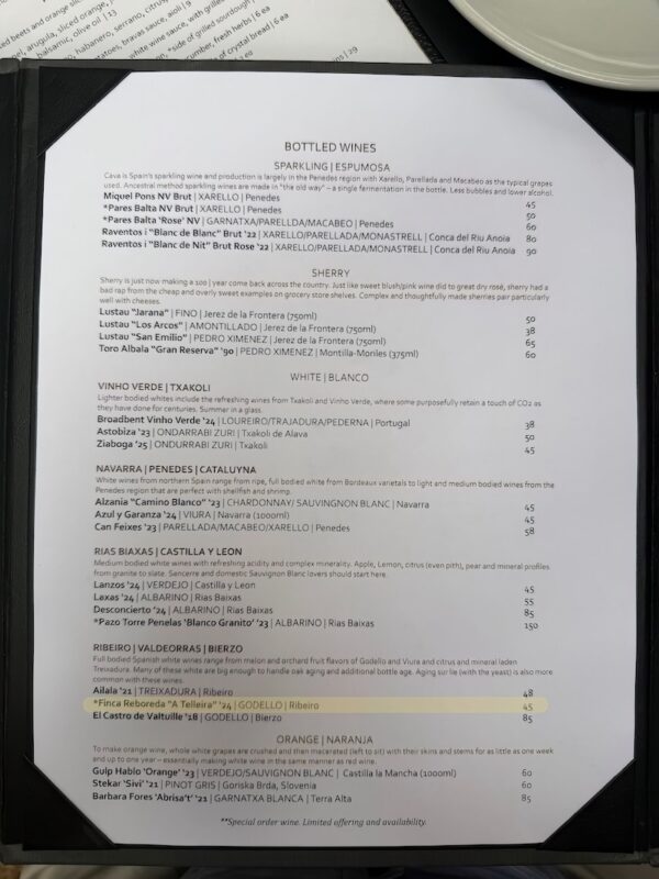 Finca Wine List