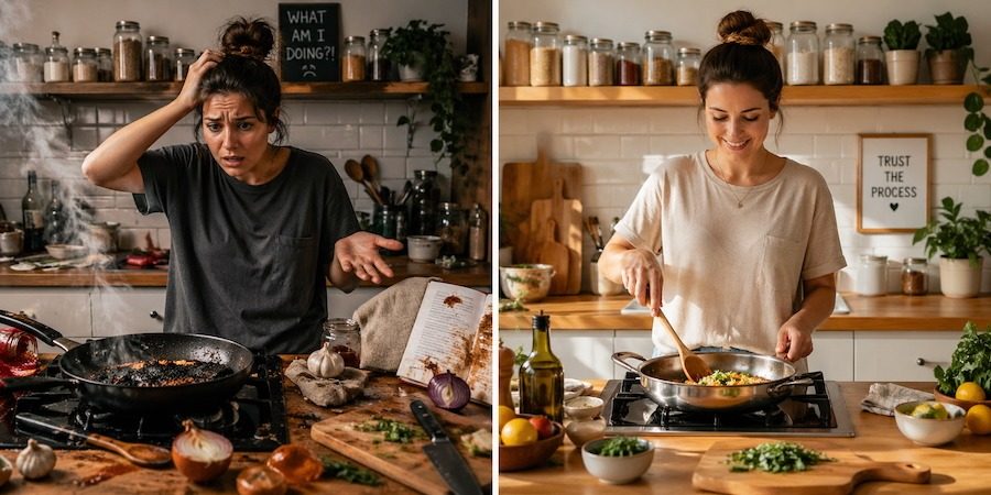 A side-by-side look at one cook in two different senarios