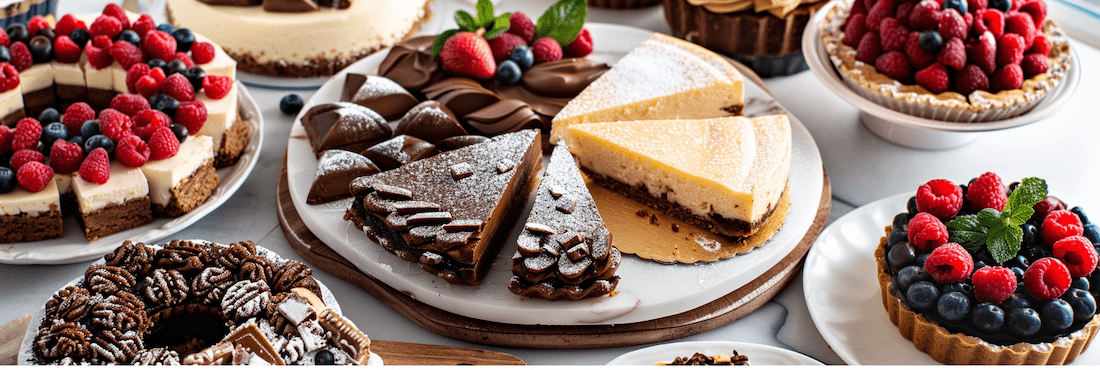 Assorted desserts on a table