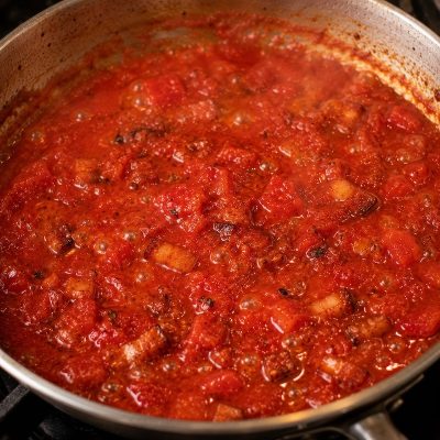 simmering alla'Amatriciana Sauce
