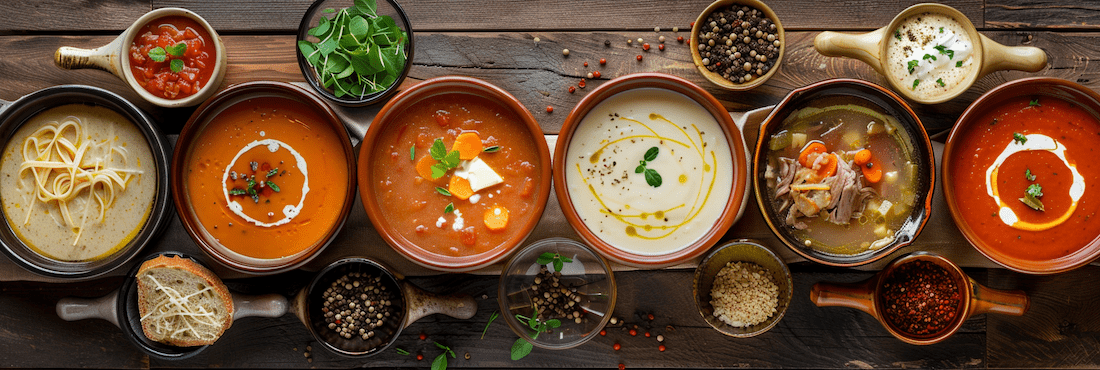 A collection of various soups
